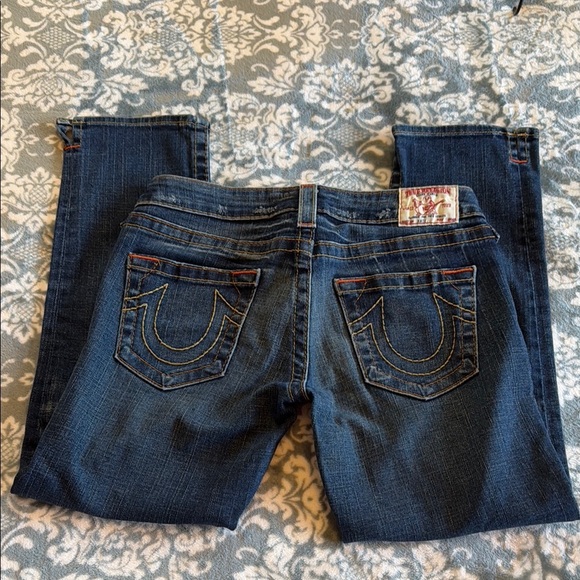 True Religion Denim - True Religion Women's Dark Distressed Blue Jeans